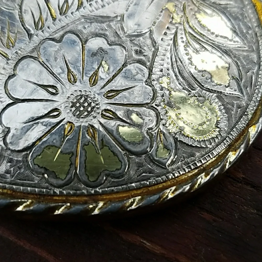 Vintage Floral Belt Buckle - MADE IN USA